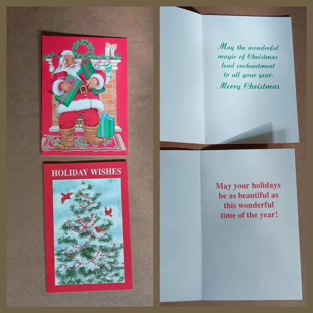 20 unused vintage Christmas holiday greeting cards with envelopes
